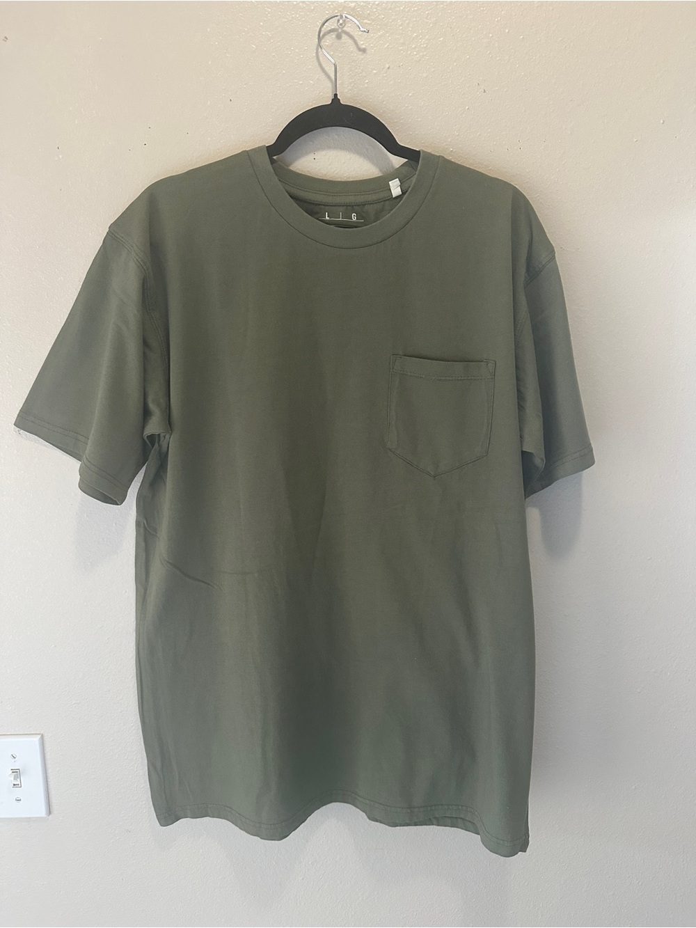 Men's Olive Crewneck Pocket Tee